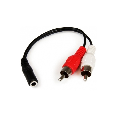 StarTech.com 6in RCA to 3.5mm Female Cable - Audio to RCA Cable - 3.5mm Female to 2x RCA Male - Aux to RCA - Stereo Audio Cable (MUFMRCA) - Audio cable - RCA x 2 male to stereo mini jack female - 15.24 cm - black - for P / N: MU15MMS, MU6MMS - 0