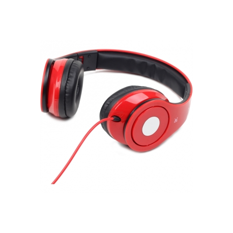 Gembird MHS-DTW-R - Headphones with mic - full size - wired - 3.5 mm jack - red - 1