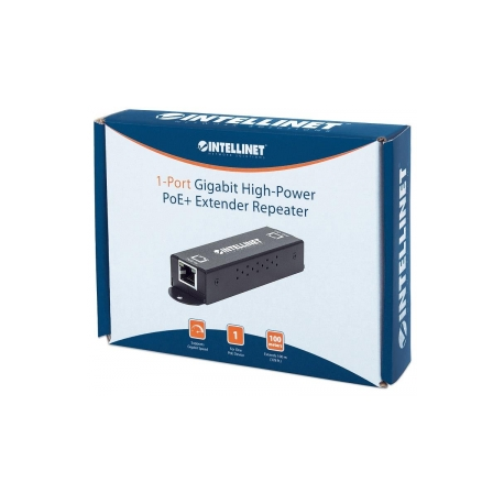 Intellinet Gigabit High-Power PoE+ Extender Repeater, IEEE 802.3at / af Power over Ethernet (PoE+ / PoE), metal - Repeater - GigE - 10Base-T, 100Base-TX, 1000Base-T - RJ-45  /  RJ-45 - up to 500 m - 3