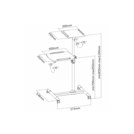 Techly Universal projector / notebook trolley with two shelves, white - 3
