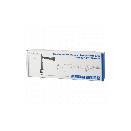 LogiLink - Mounting kit - for LCD display (adjustable arm) - solid cold pressed steel - screen size: 13"-27" - desk-mountable - 3