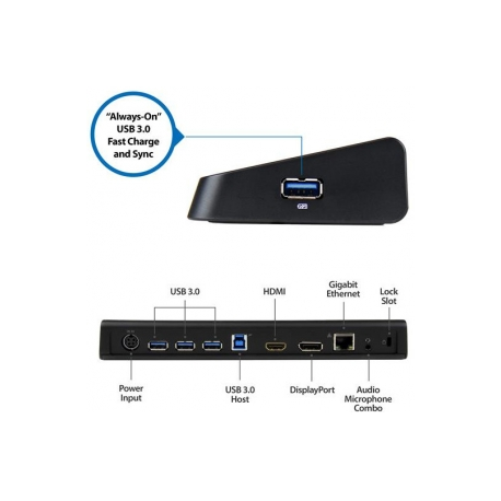 Startech USB 4K DOCKING STATION W/ 4K D (Universal USB 3.0 Laptop Dockingstation, DisplayPort / HDMI / USB 3.0 A / RJ-45 / 3.5mm